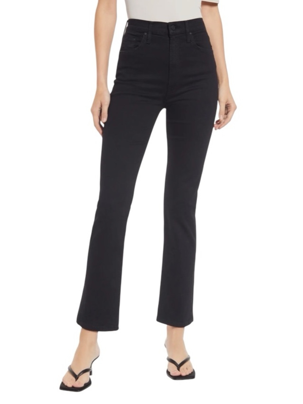 MOTHER High Waist Rider Ankle Jeans in Black